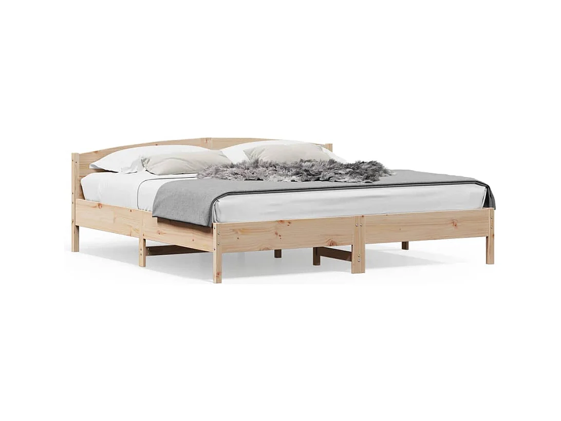 Lit-200x200 cm + tête de lit Bois de pin massif HOQW58544