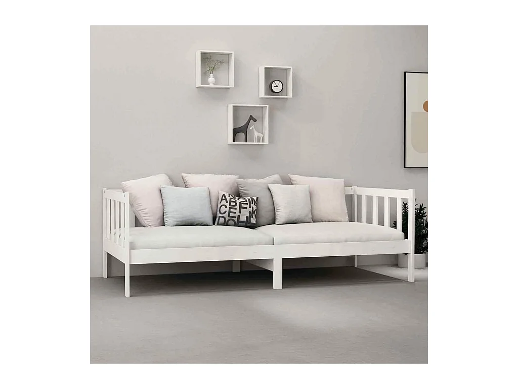 Tagesbett,Sofabett mit Matratze 90x200 cm Weiß Kiefer Massivholz -gkd60471