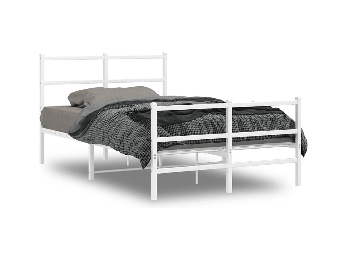 Cama -120x190 cm metal con cabecero y estribo blanco YOE19584
