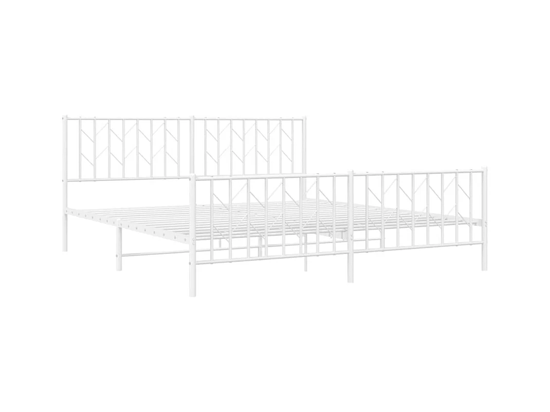 Cama com cabeceira e pés 180x200 cm metal branco PT394884