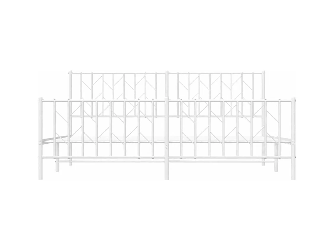 Cama com cabeceira e pés 180x200 cm metal branco PT394884
