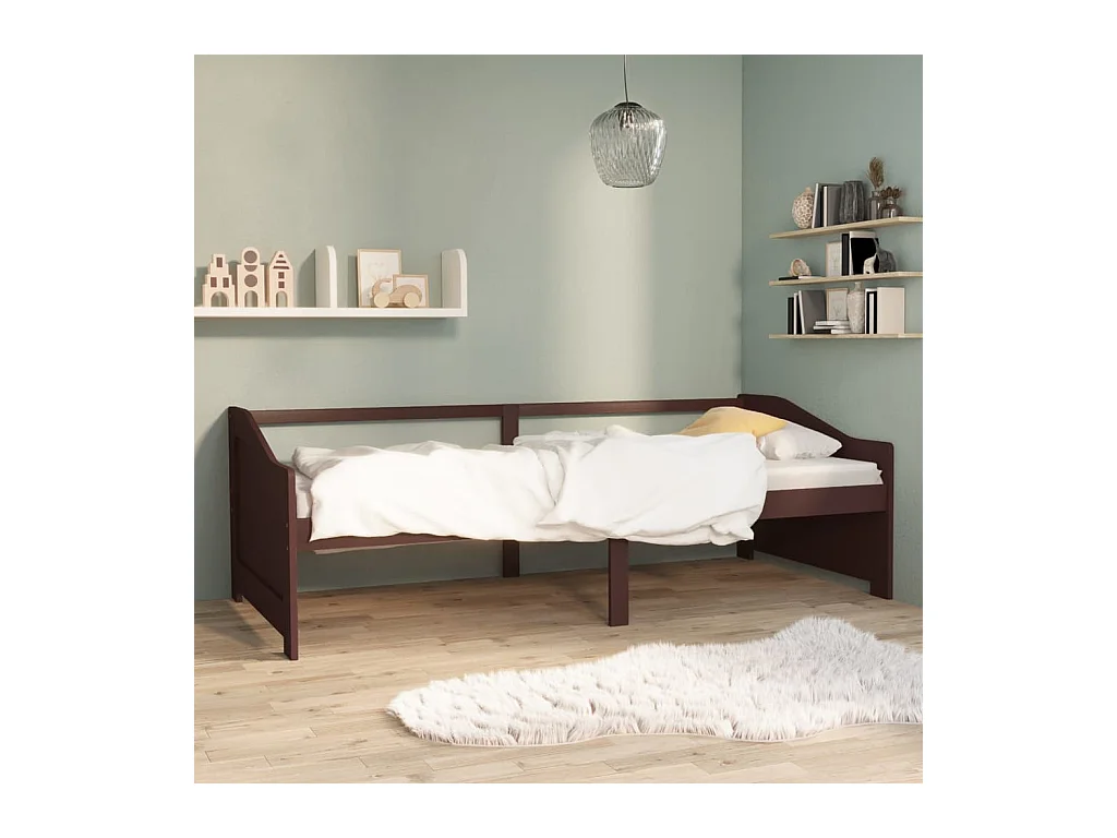 Lit-90x200 cm de repos 3 places Marron foncé Bois de pin massif HOQW45649