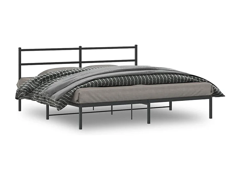 Cama com cabeceira 183x213 cm metal preto PT409972