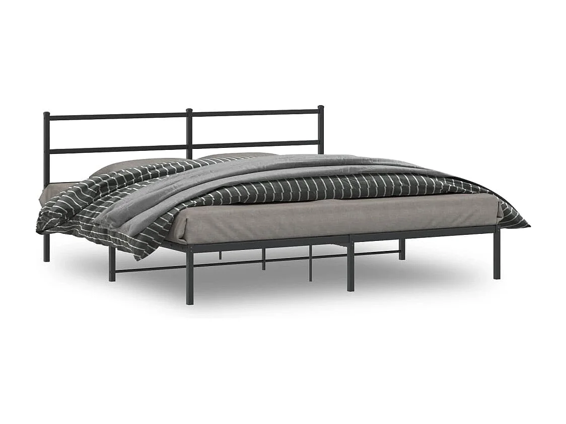 Cama com cabeceira 183x213 cm metal preto PT409972
