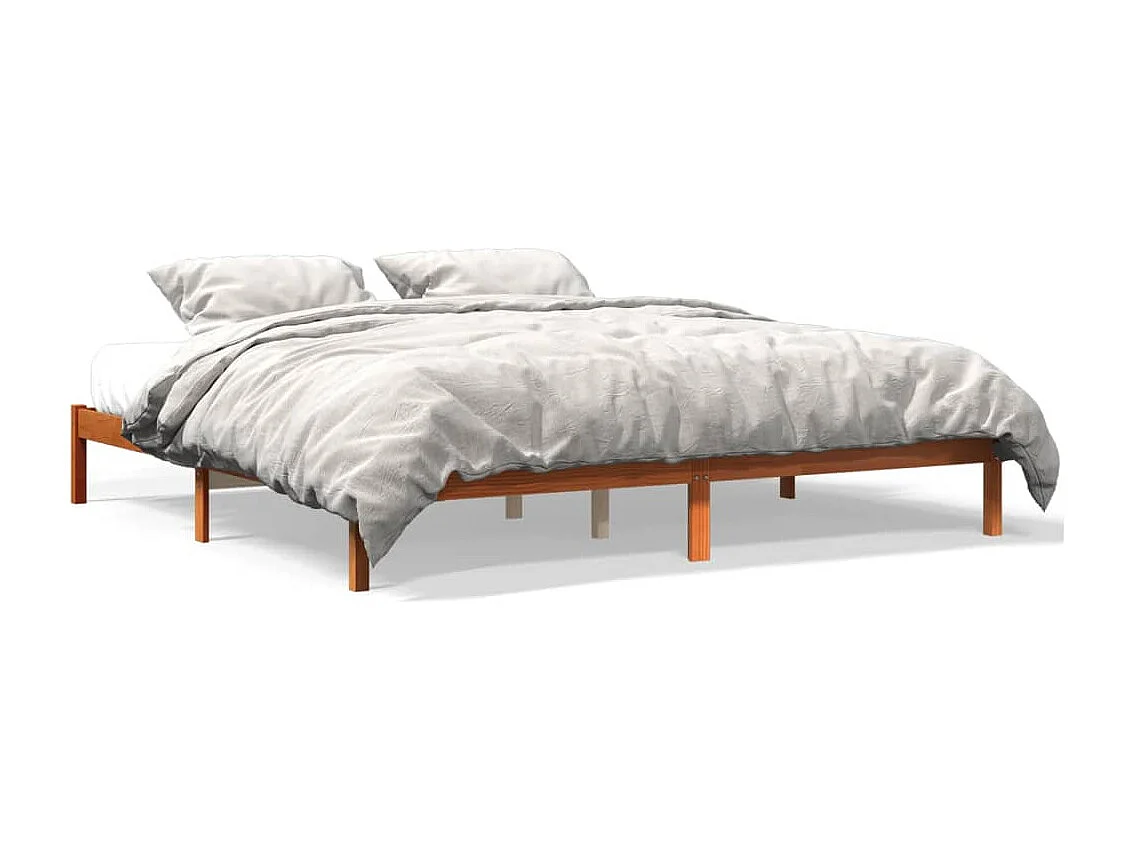 Cama 180x200 cm madeira pinho maciço castanho cera PT398248