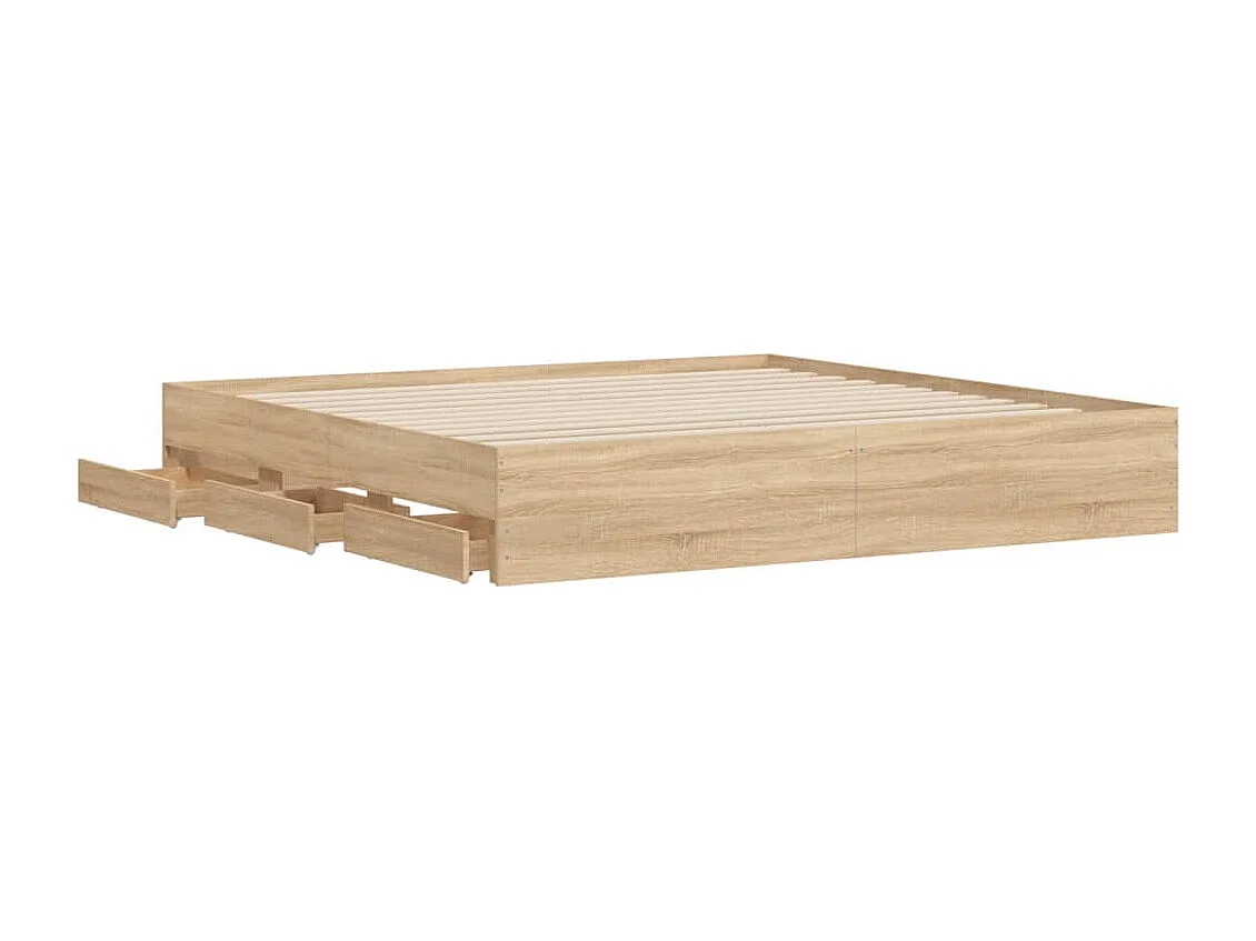Bedframe met lades bewerkt hout sonoma eikenkleurig 200x200 cm NL96290