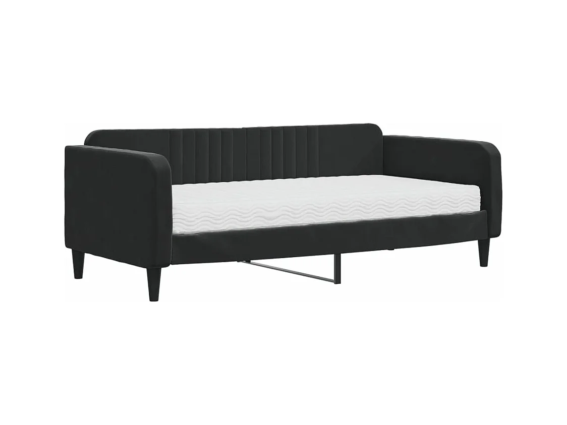 Sofá cama - 90x190 cm con colchón terciopelo negro ES76548