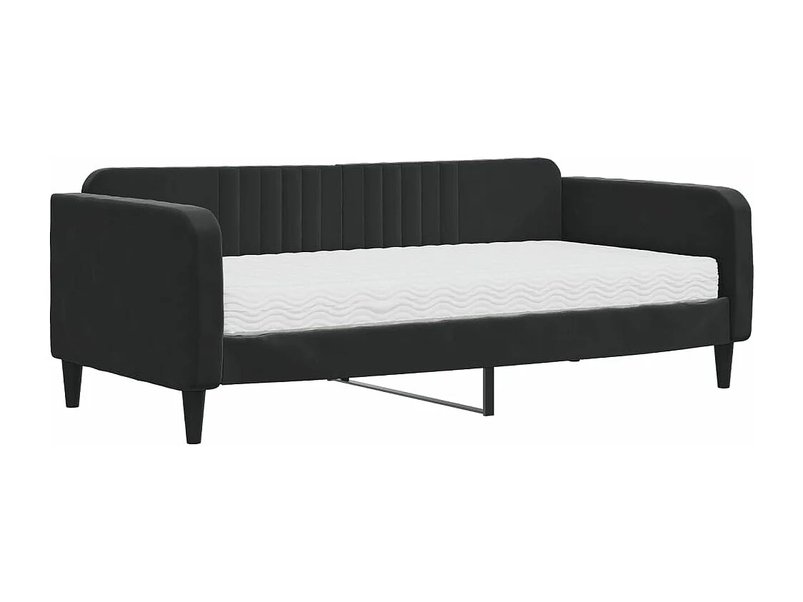 Tagesbett,Sofabett mit Matratze Schwarz 90x190 cm Samt -gkd84612