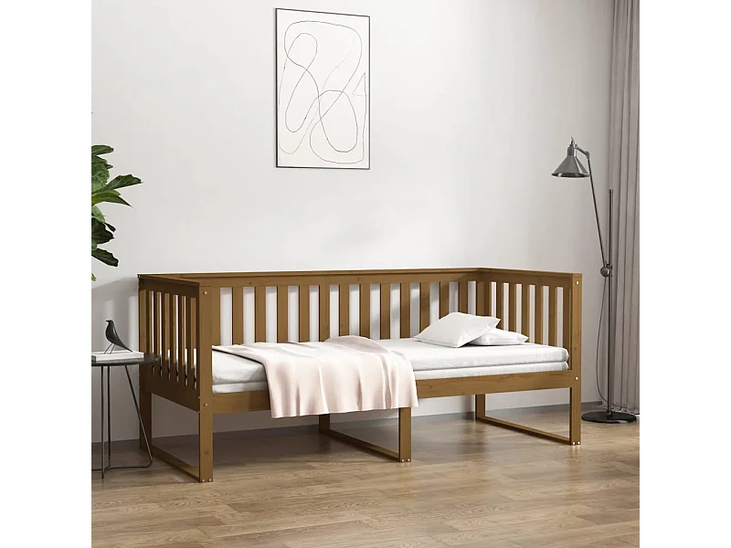 Tagesbett,Sofabett Honigbraun 100x200 cm Massivholz Kiefer -gkd85828