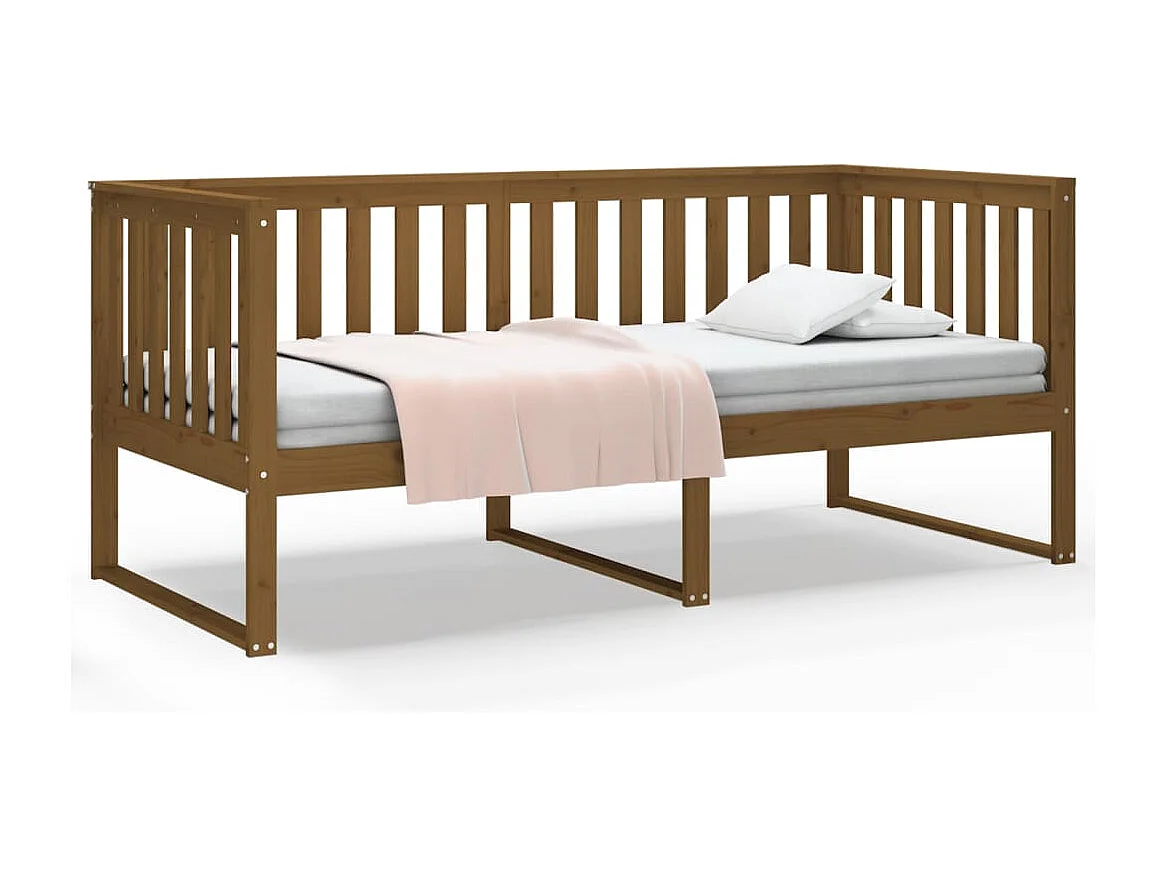 Lit - 100x200 cm Marron miel Bois de pin massif WVGQ9731