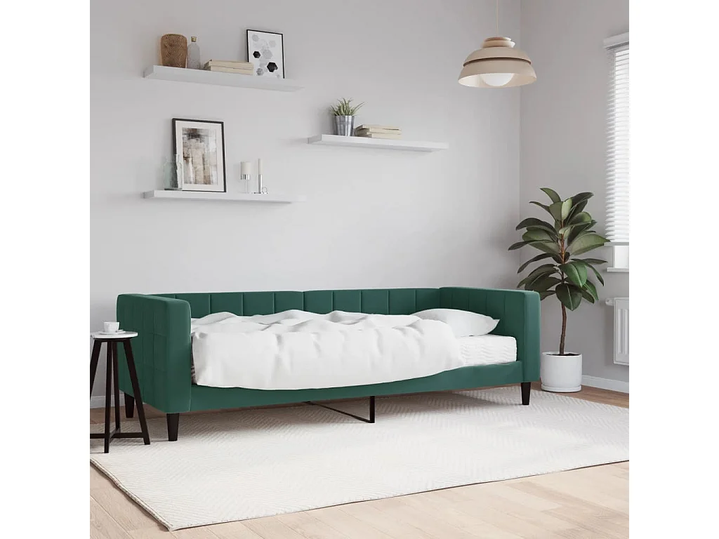 Lit - 80x200 cm avec matelas vert foncé velours ASW94443