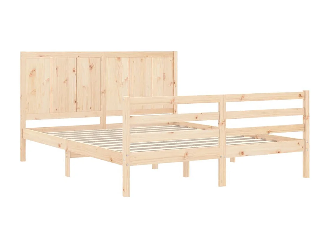 Lit-150x200 cm + tête de lit King Size bois massif HOQW23657