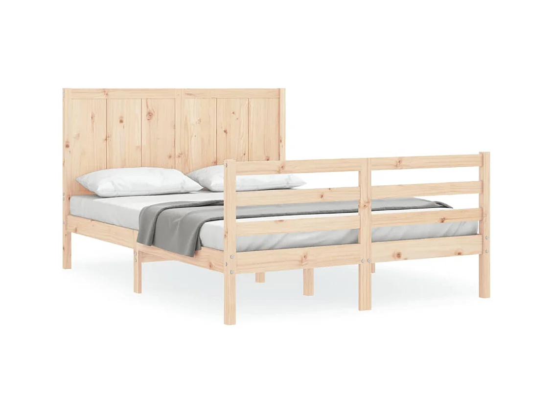 Lit-150x200 cm + tête de lit King Size bois massif HOQW23657