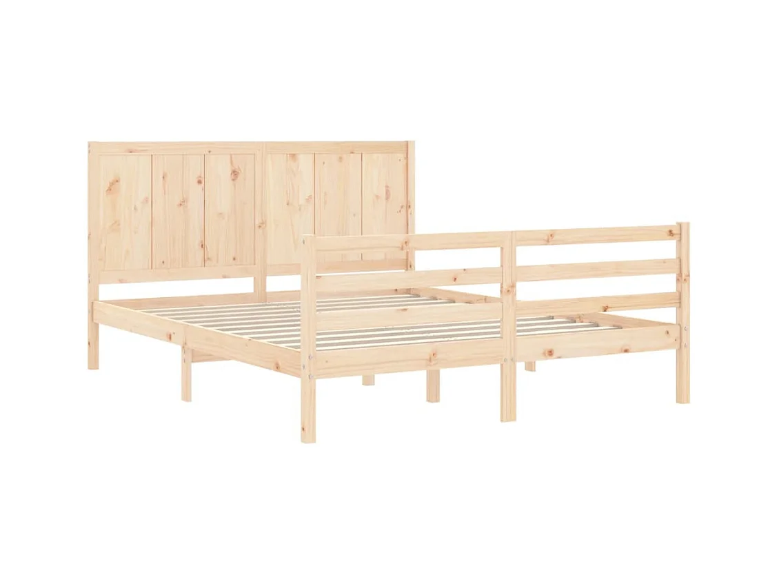 Lit-150x200 cm + tête de lit King Size bois massif HOQW23657