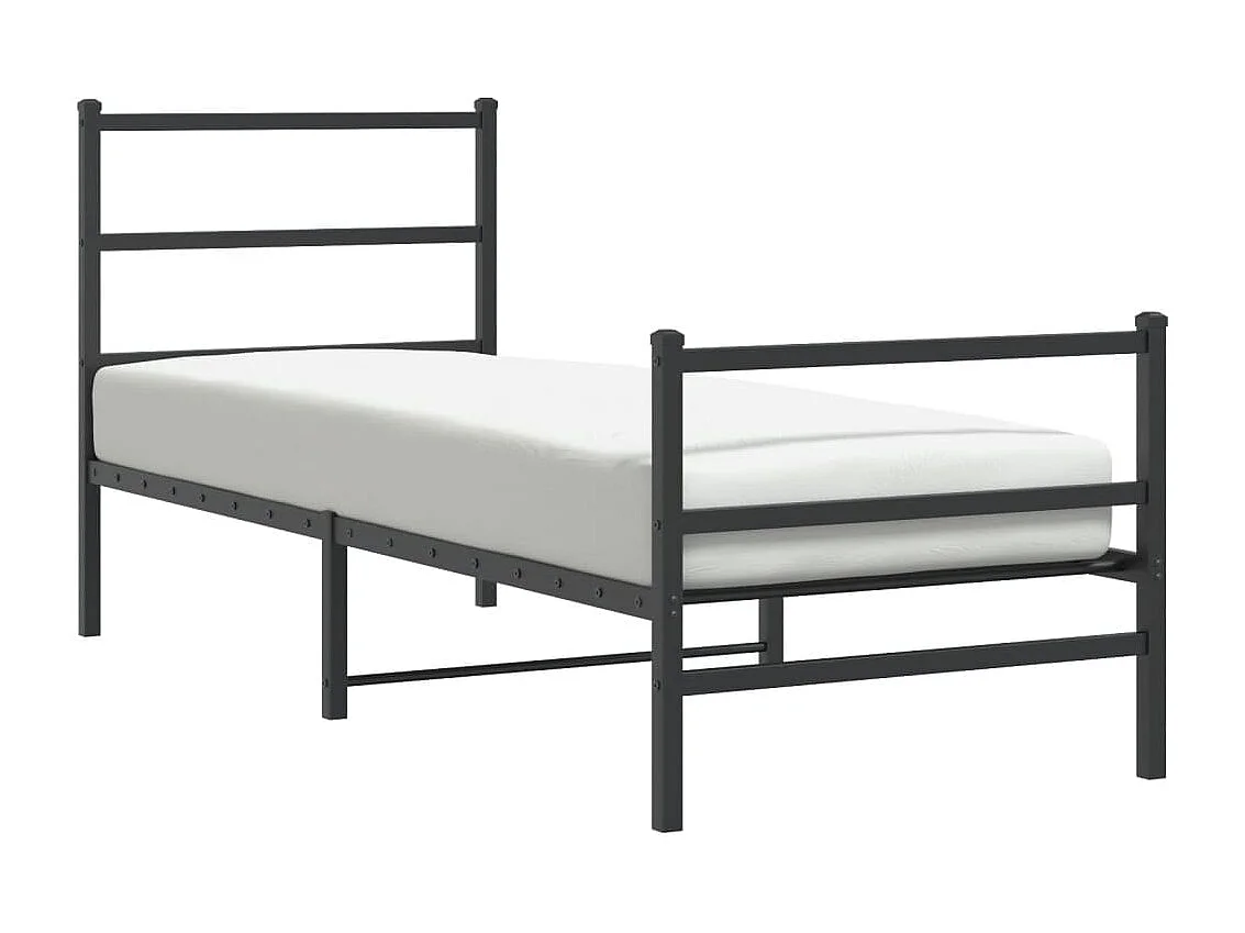 Lit-80x200 cm métal + tête de lit/pied de lit noir HOQW82865