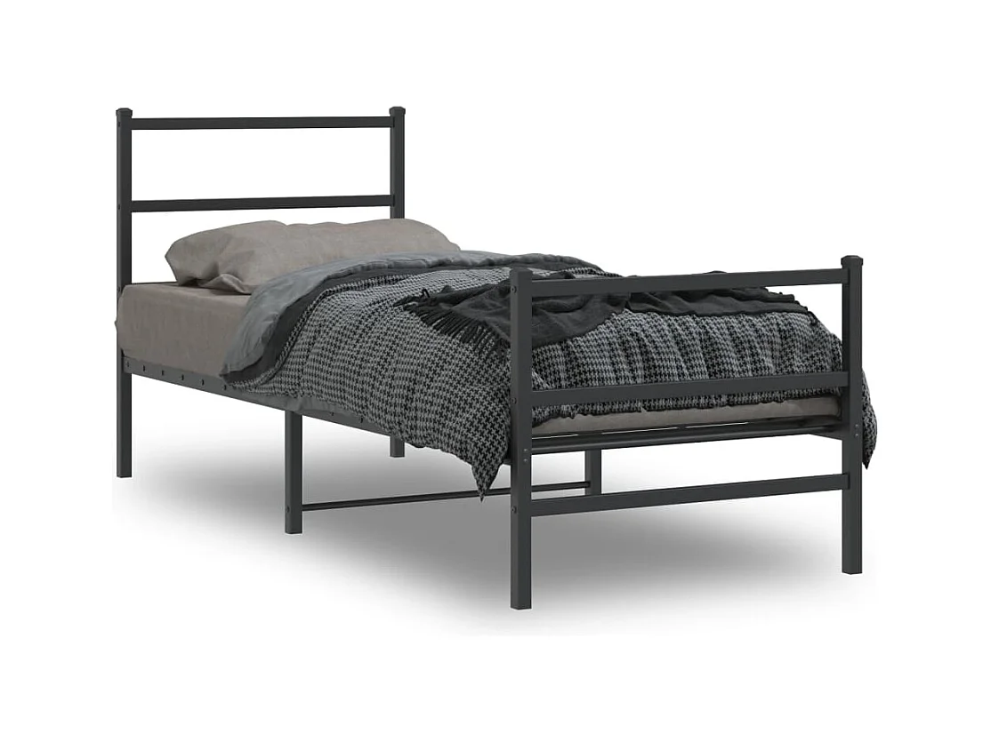 Cama -80x200 cm con cabecero y estribo metal negro YOE82410