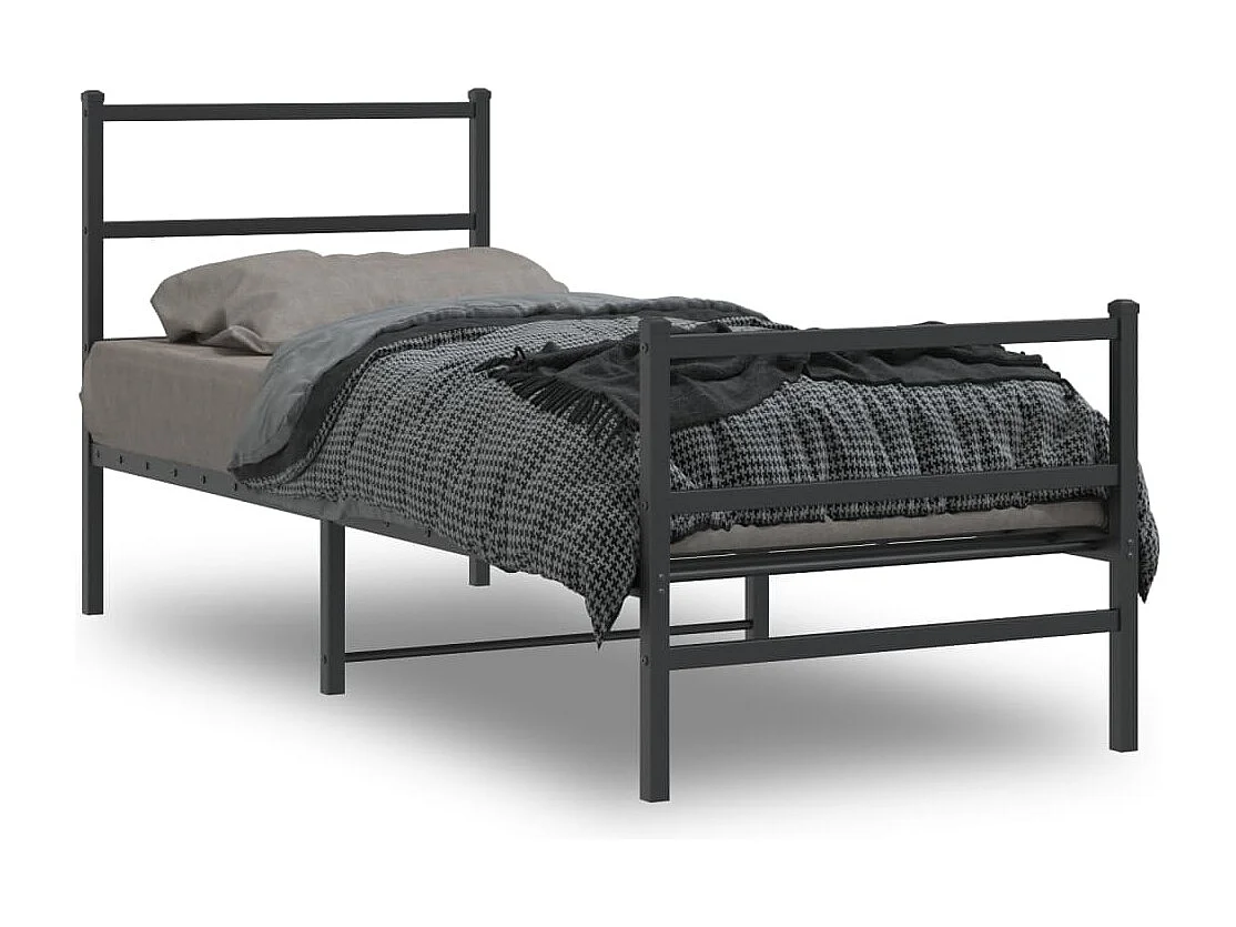 Cama com cabeceira e pés 80x200 cm metal preto PT684900