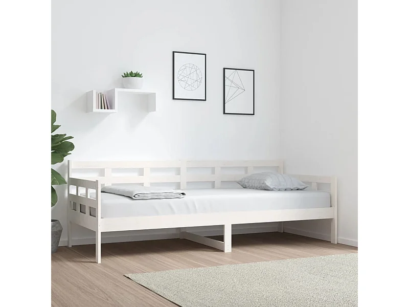 Lit-80x200 cm de jour blanc bois de pin massif HOQW50347