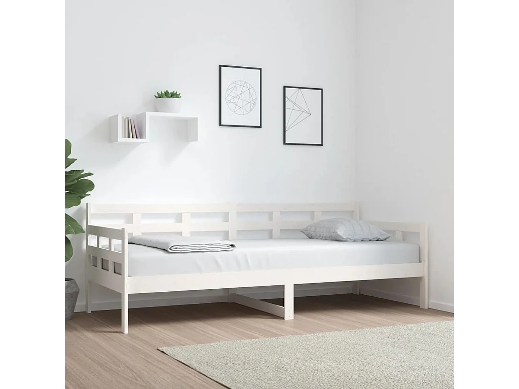 Lit-80x200 cm de jour blanc bois de pin massif HOQW50347