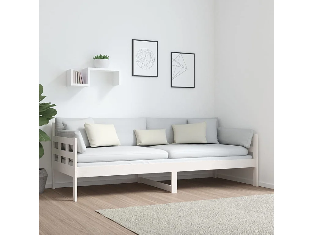 Lit-80x200 cm de jour blanc bois de pin massif HOQW50347