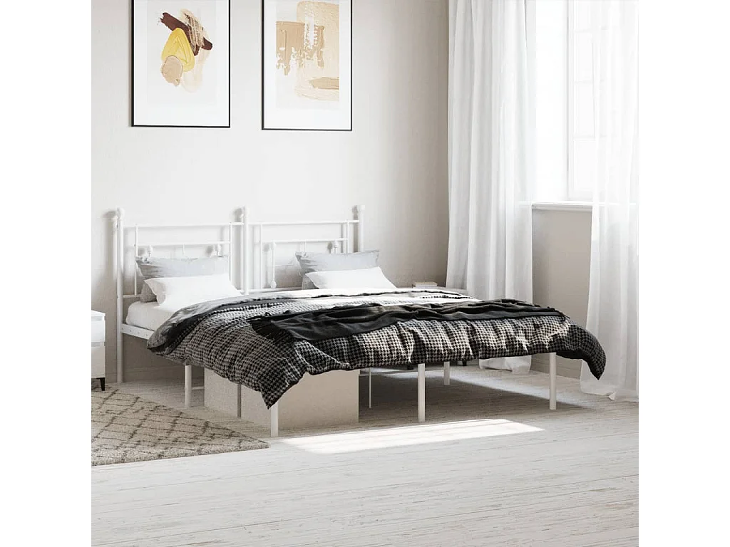 Cama com cabeceira 160x200 cm metal branco PT670817