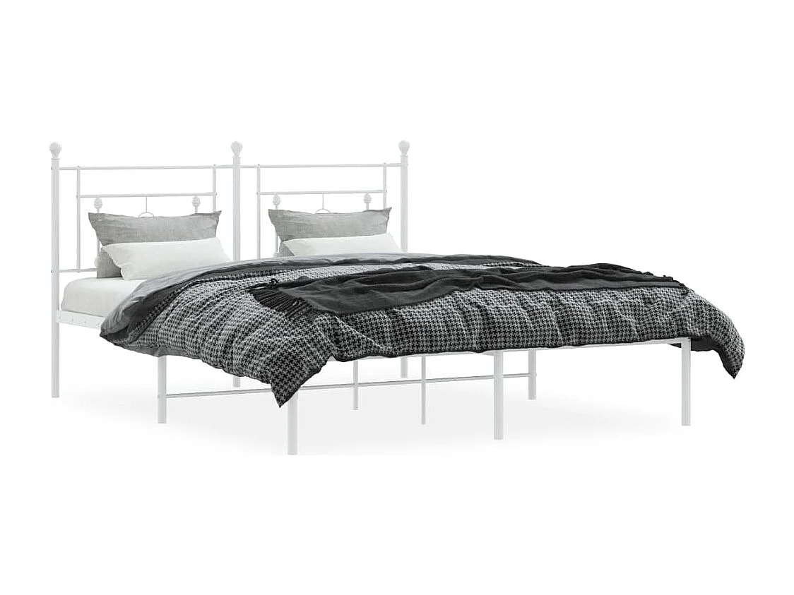 Cama com cabeceira 160x200 cm metal branco PT670817