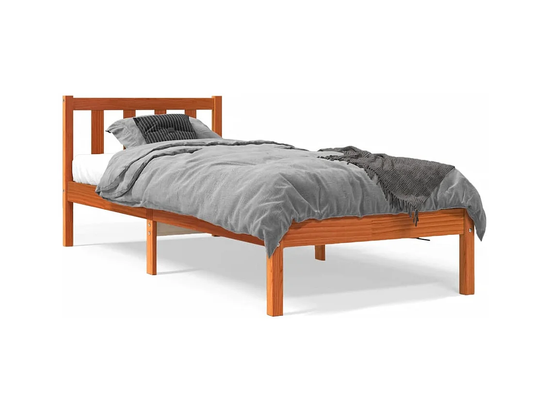 Lit-100x200 cm cire marron bois de pin massif HOQW83040