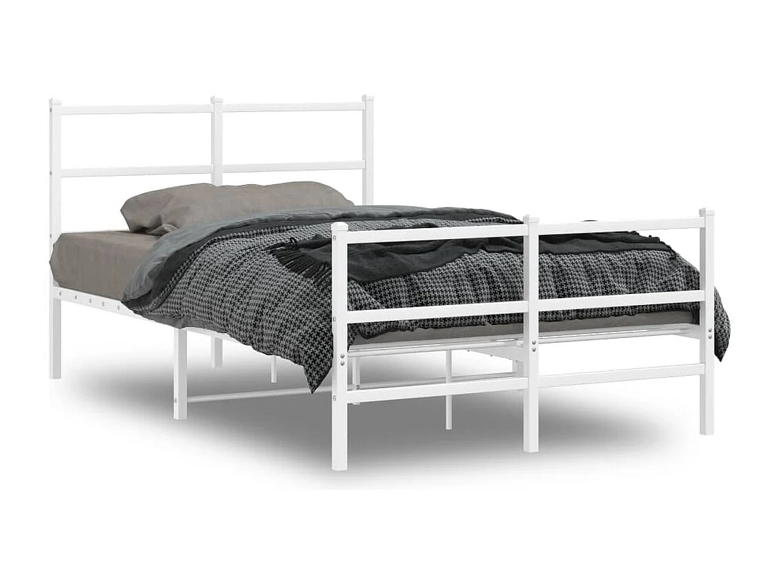 Cama -120x200 cm metal con cabecero y estribo blanco YOE52549