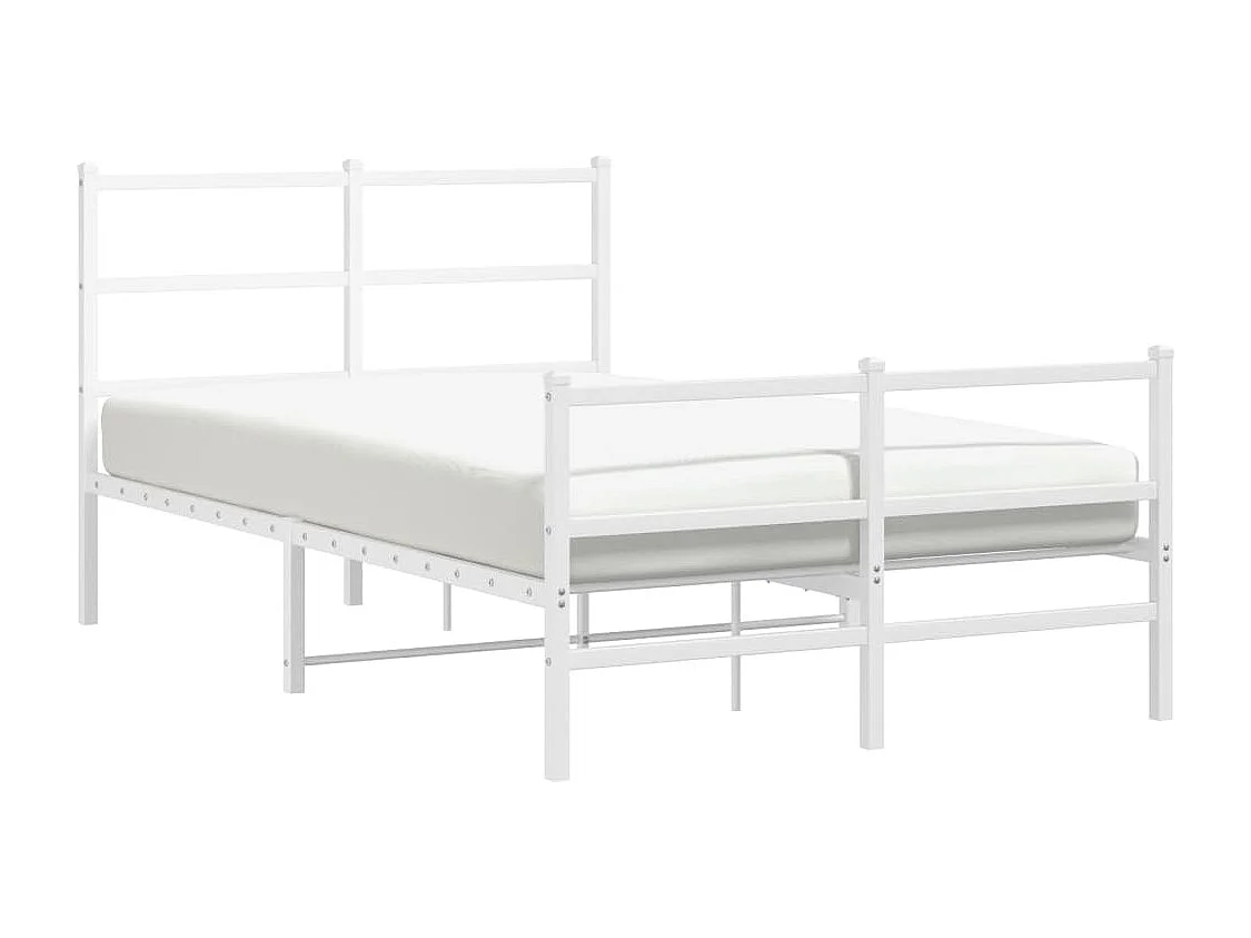 Cama -120x200 cm metal con cabecero y estribo blanco YOE52549