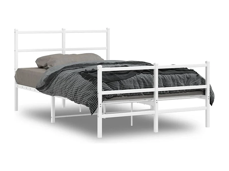 Cama com cabeceira e pés 120x200 cm metal branco PT458207