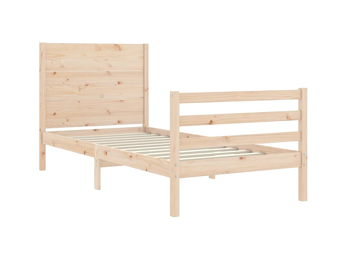 Lit-75x190 cm + tête de lit petit simple bois massif HOQW20765