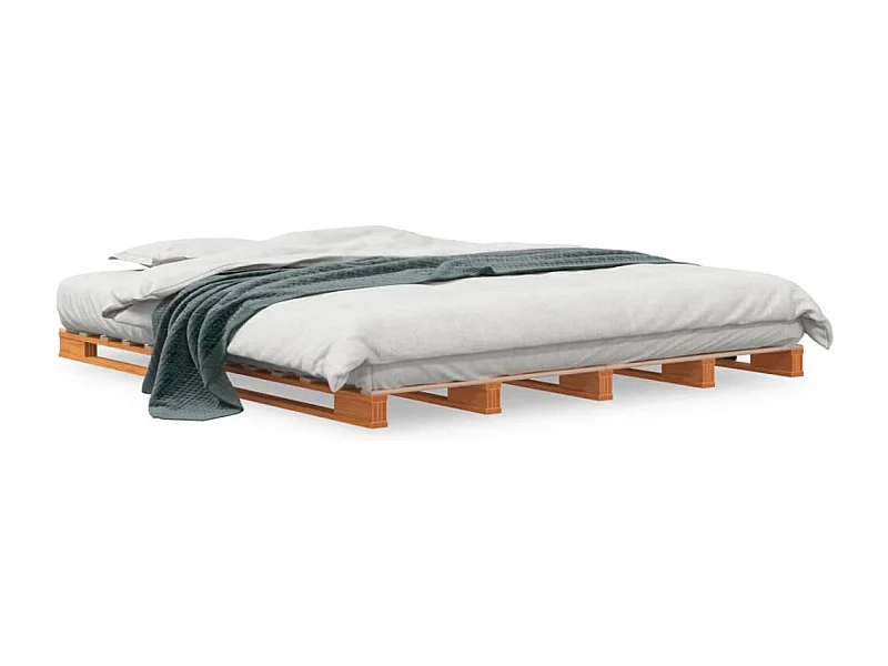 Cama de paletes 180x200 cm madeira pinho maciça castanho cera PT239668