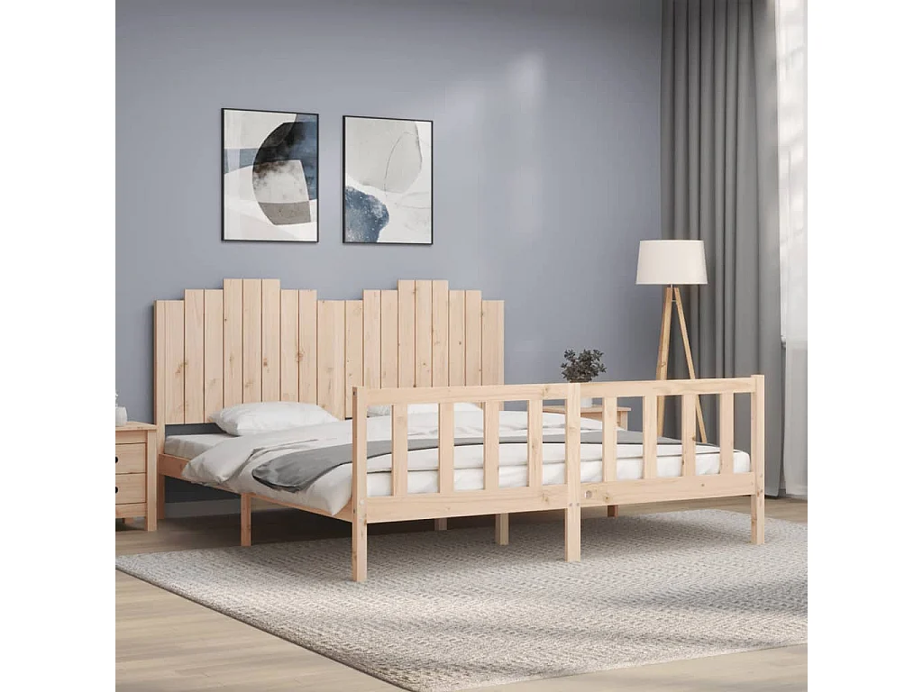 Cama -180x200 cm con cabecero madera maciza YOE86247