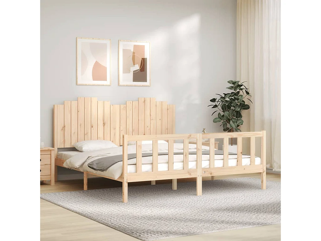Cama -180x200 cm con cabecero madera maciza YOE86247