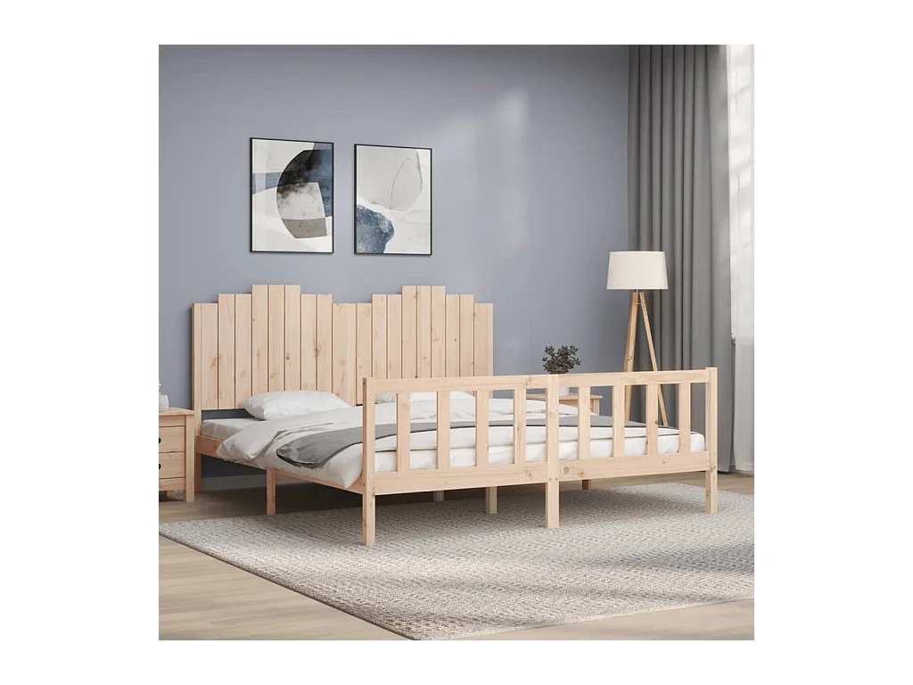 Lit-180x200 cm + tête de lit bois massif HOQW71074