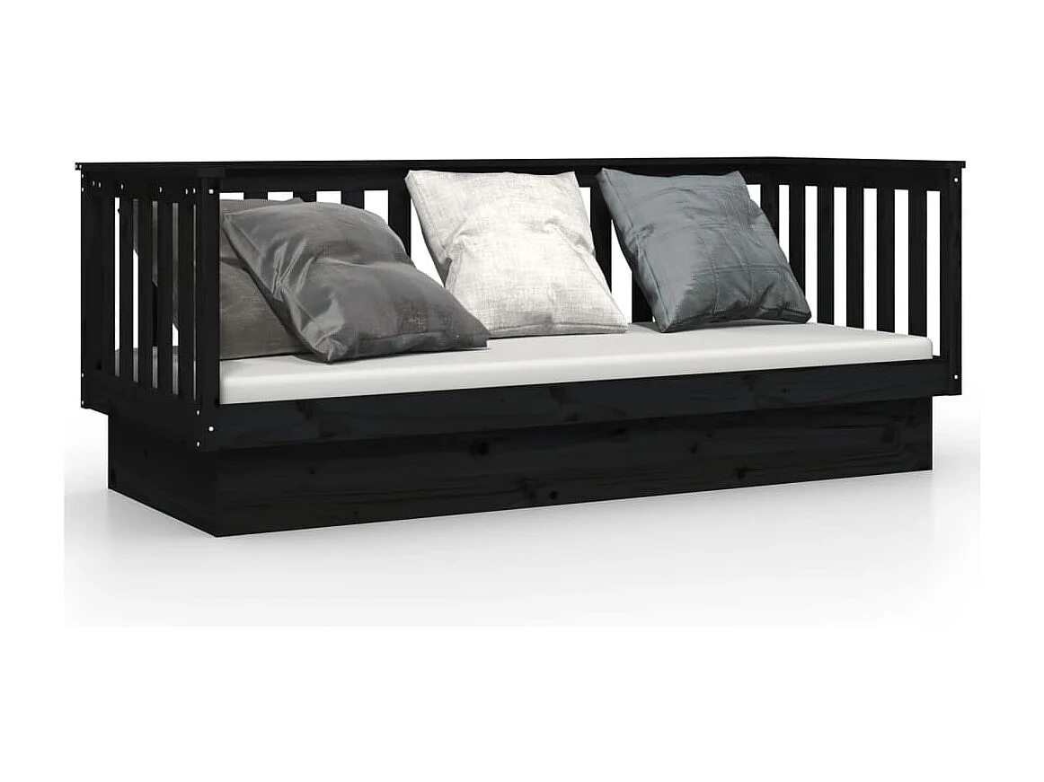 Tagesbett,Sofabett Schwarz 90x190 cm Massivholz Kiefer -gkd34924