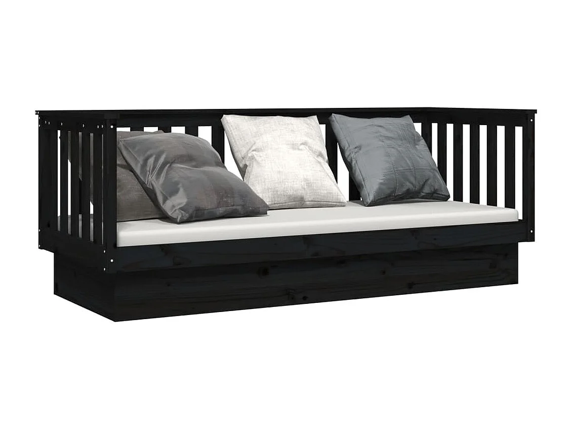 Tagesbett,Sofabett Schwarz 90x190 cm Massivholz Kiefer -gkd34924