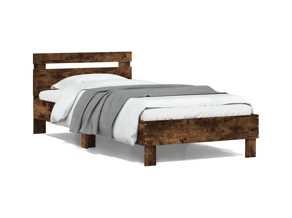 Bedframe met hoofdbord en LED gerookt eikenkleur 100x200 cm NL29899