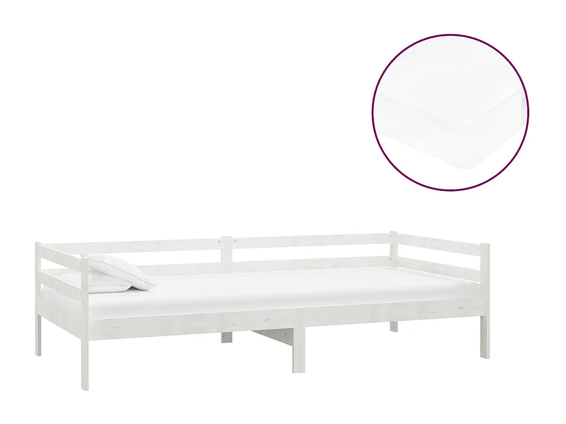 Lit-90x200 cm de repos + matelas Blanc Bois de pin massif HOQW38950