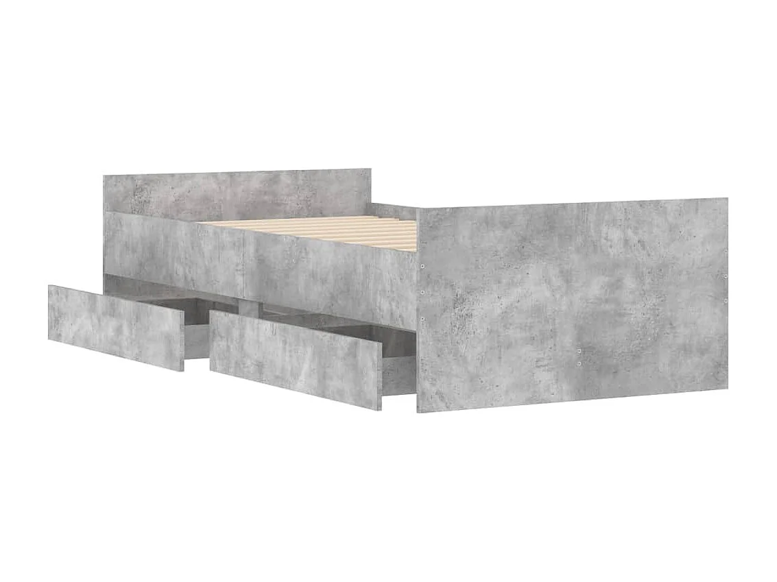 Lit-90x190 cm + tiroirs gris béton HOQW86858