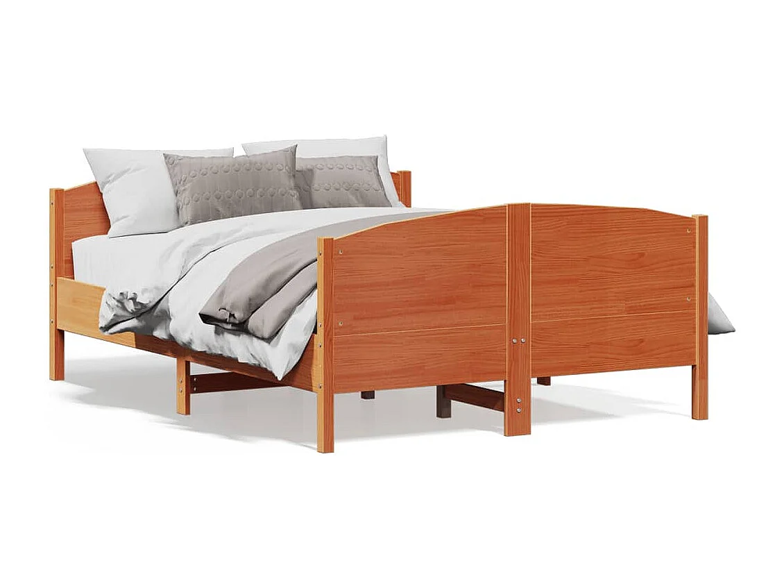 Bedframe met hoofdbord massief grenenhout wasbruin 120x190 cm NL99527
