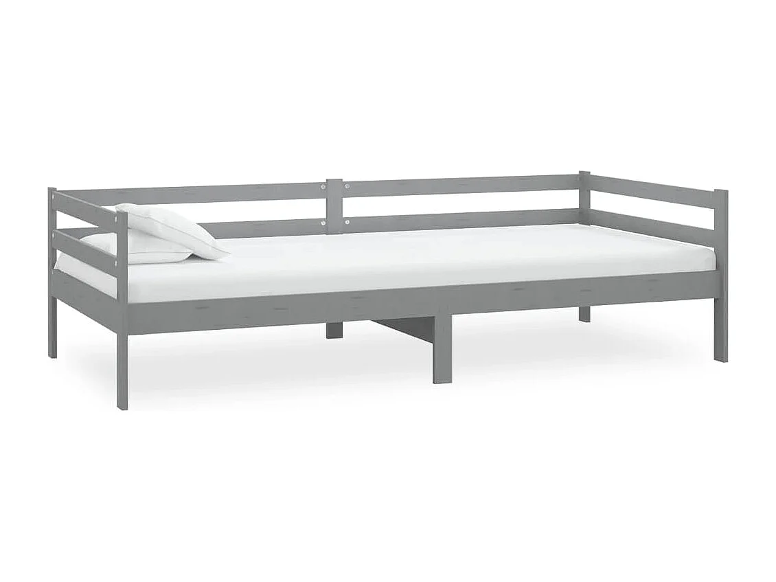 Tagesbett,Sofabett mit Matratze 90x200 cm Grau Kiefer Massivholz -gkd15464