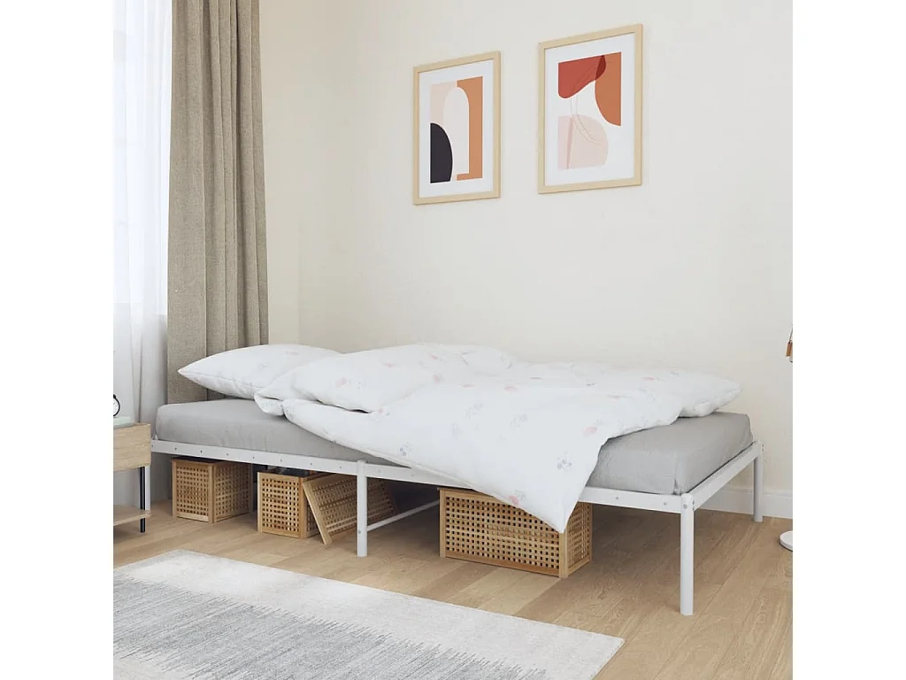 Cama 100x200 cm metal branco PT727636
