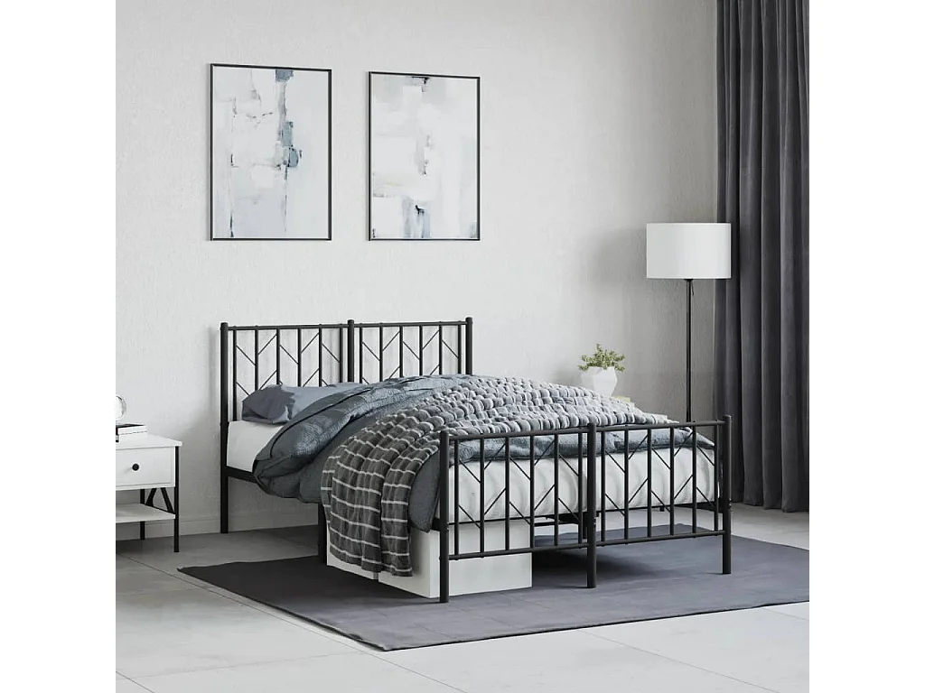 Cama com cabeceira e pés 120x200 cm metal preto PT931653