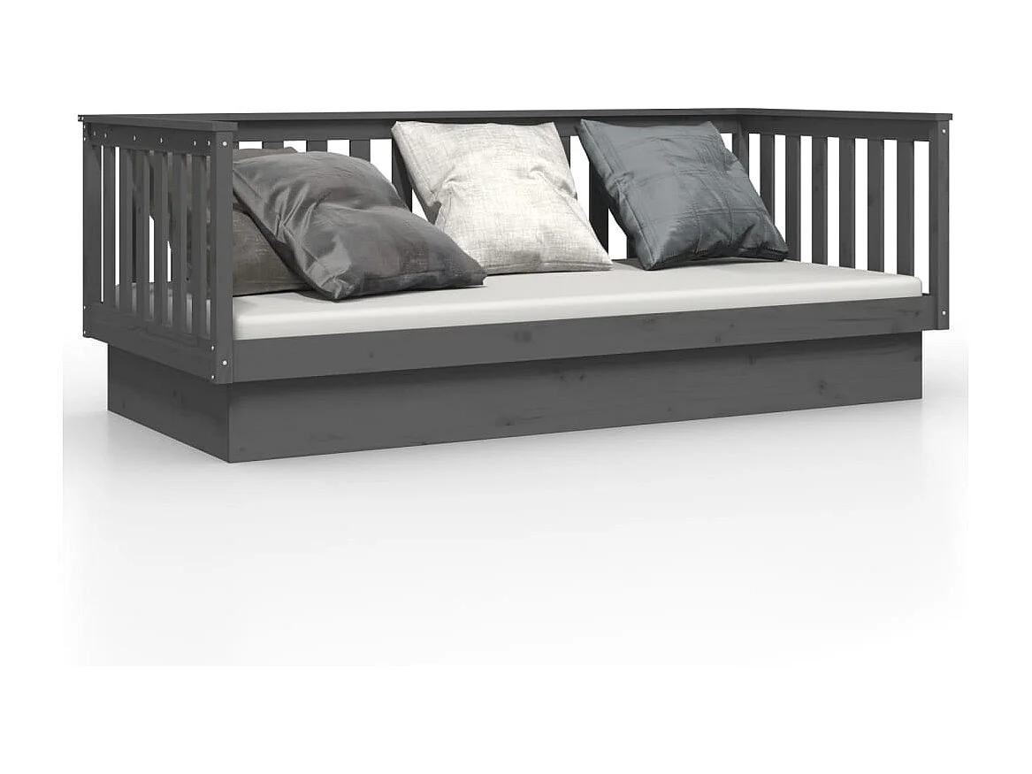 Lit-100x200 cm de jour Gris Bois de pin massif HOQW88100
