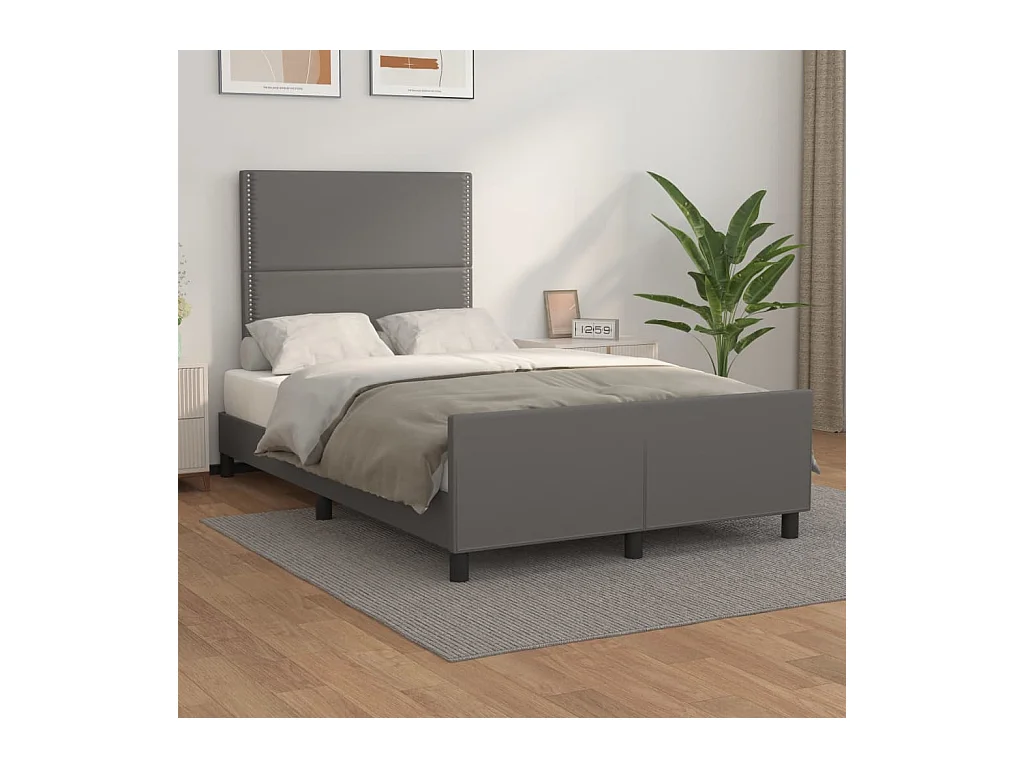 Bedframe met hoofdbord kunstleer grijs 120x200 cm NL80873