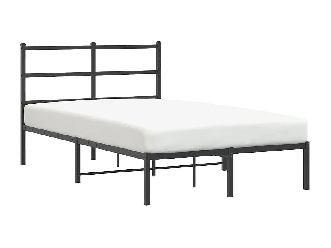 Lit-120x190 cm métal + tête de lit noir HOQW42446