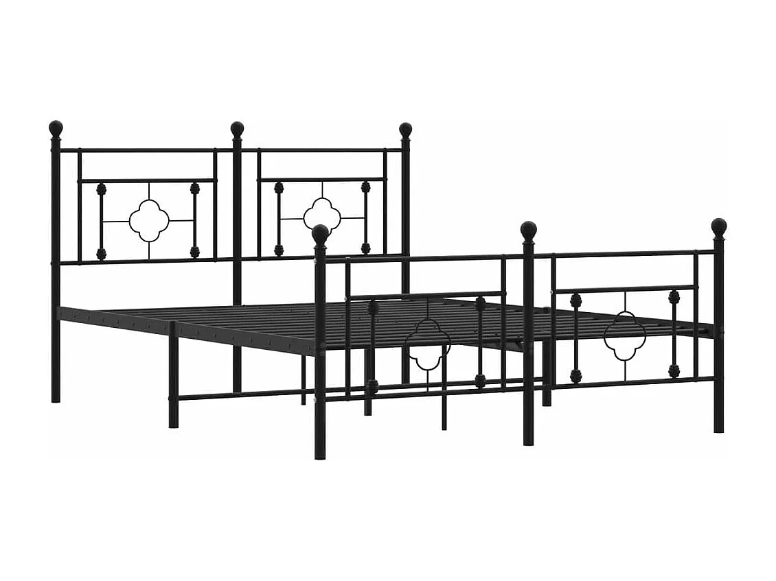 Lit-135x190 cm métal + tête de lit/pied de lit noir HOQW12710