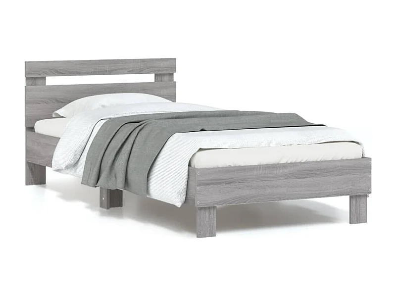 Lit-90x190 cm tête de lit et lumières LED sonoma gris HOQW46362