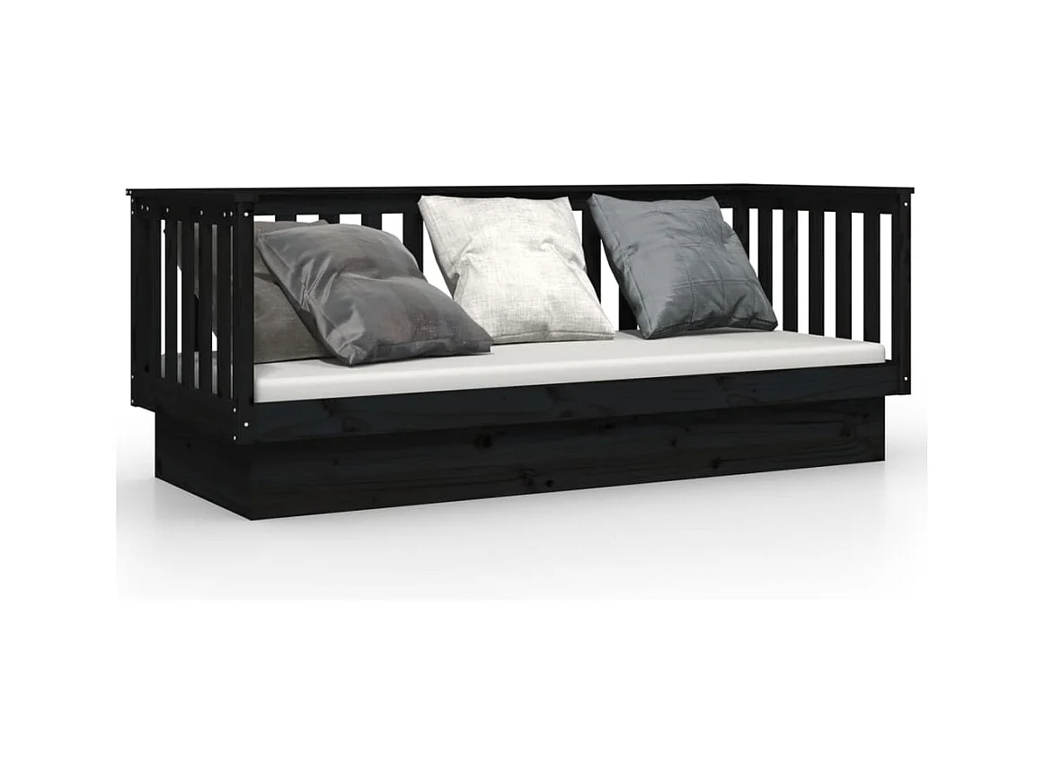 Tagesbett,Sofabett Schwarz 75x190 cm Massivholz Kiefer -gkd54406